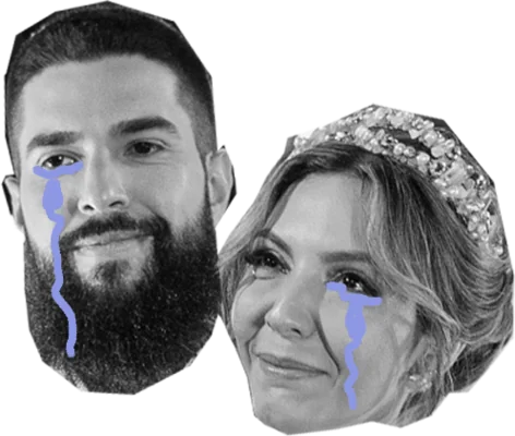 Edson e Gabi com lágrimas escorrendo pelo rosto