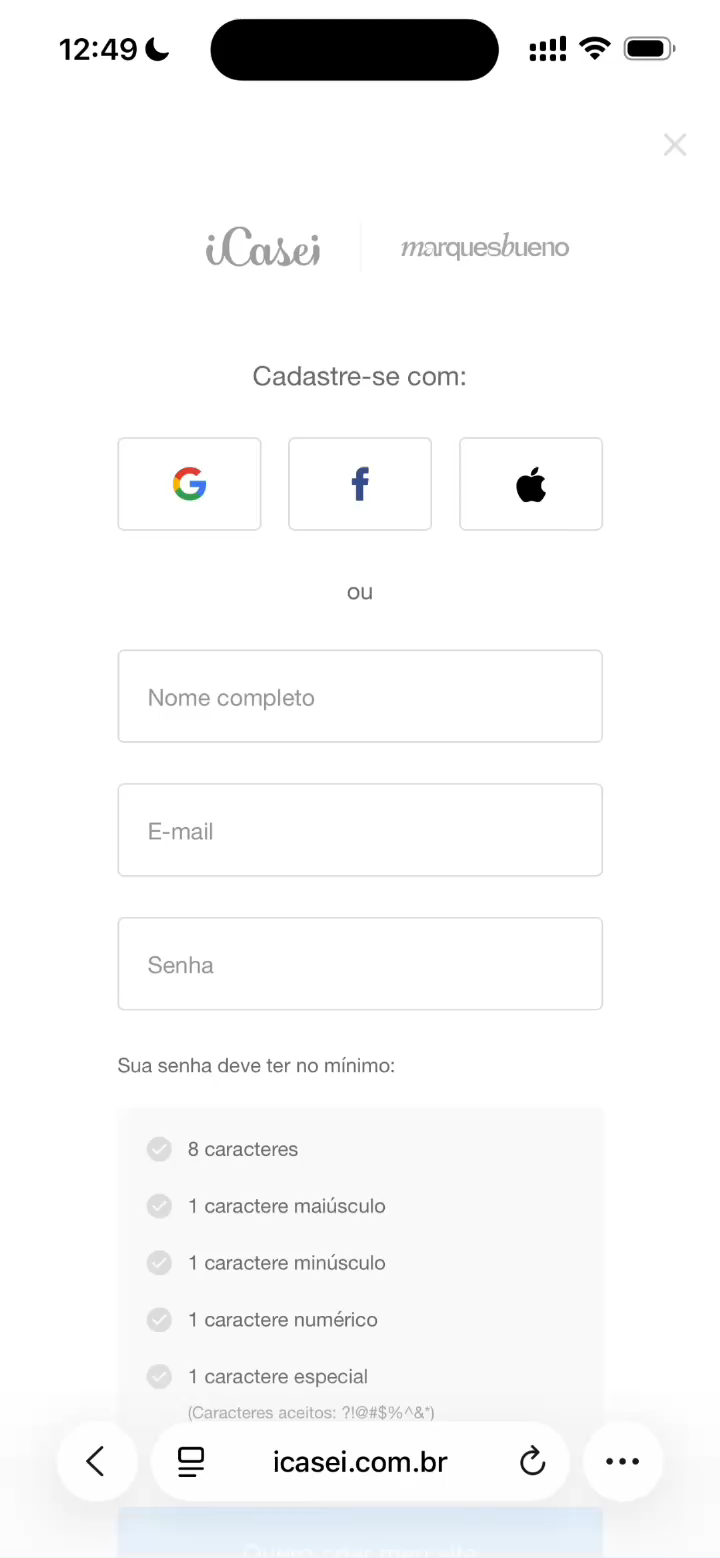 Demonstração de como criar a lista de presentes no iCasei